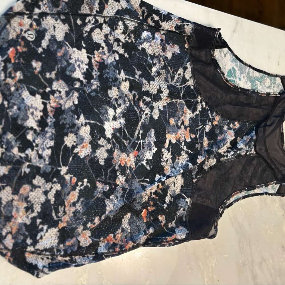lululemon athletica Floral Tank Top - Black and Blue